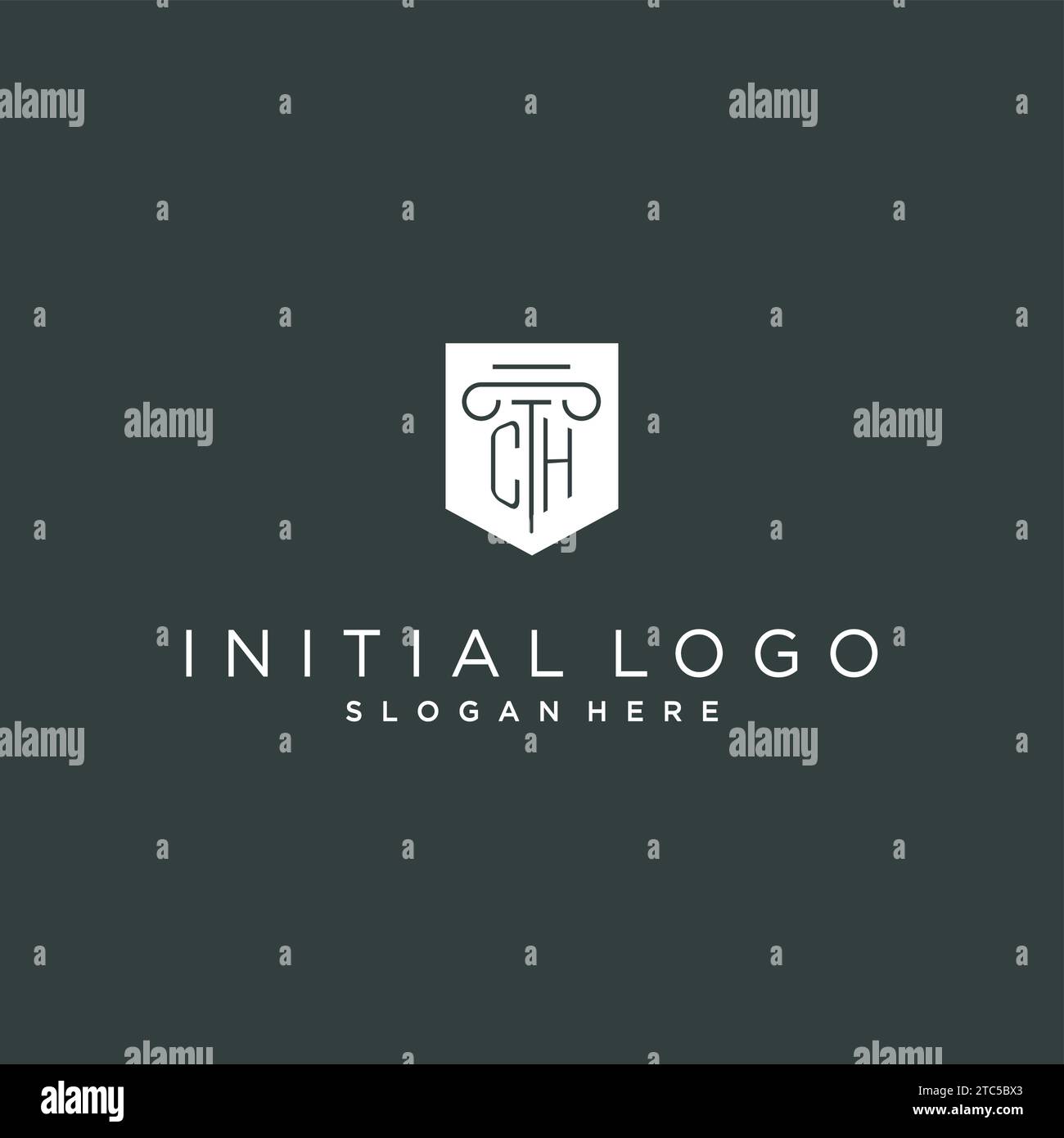 CH-Monogramm mit Säulen- und Schild-Logo, luxuriöses und elegantes Logo für Vektorgrafik von Anwaltskanzleien Stock Vektor