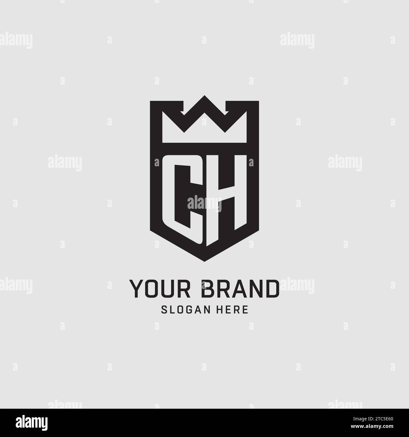 Ursprüngliche CH-Logo-Schildform, kreative Esport-Logo-Vektorgrafik Stock Vektor