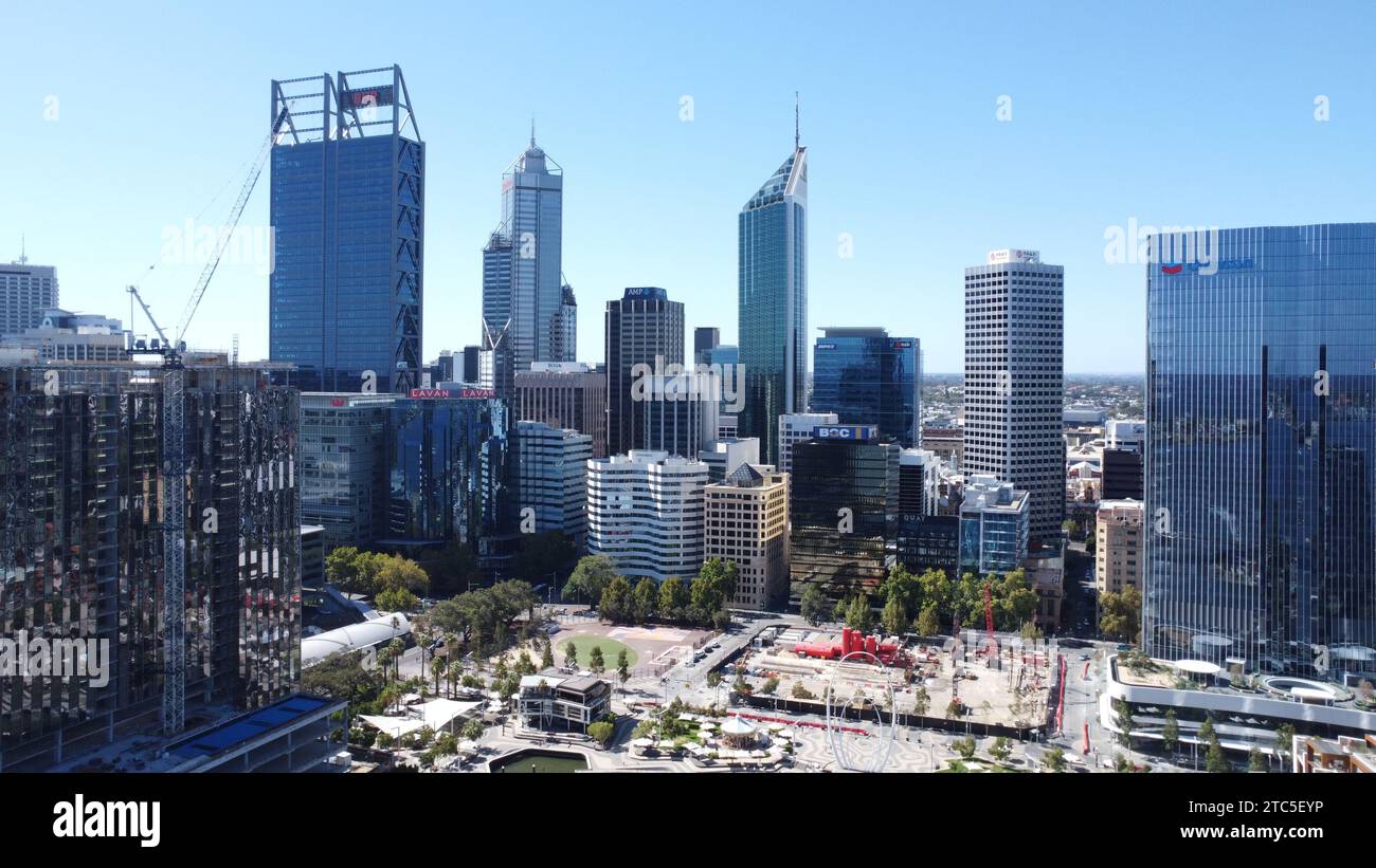 Perth, Australien City Skyline Drohne Schuss Stockfoto