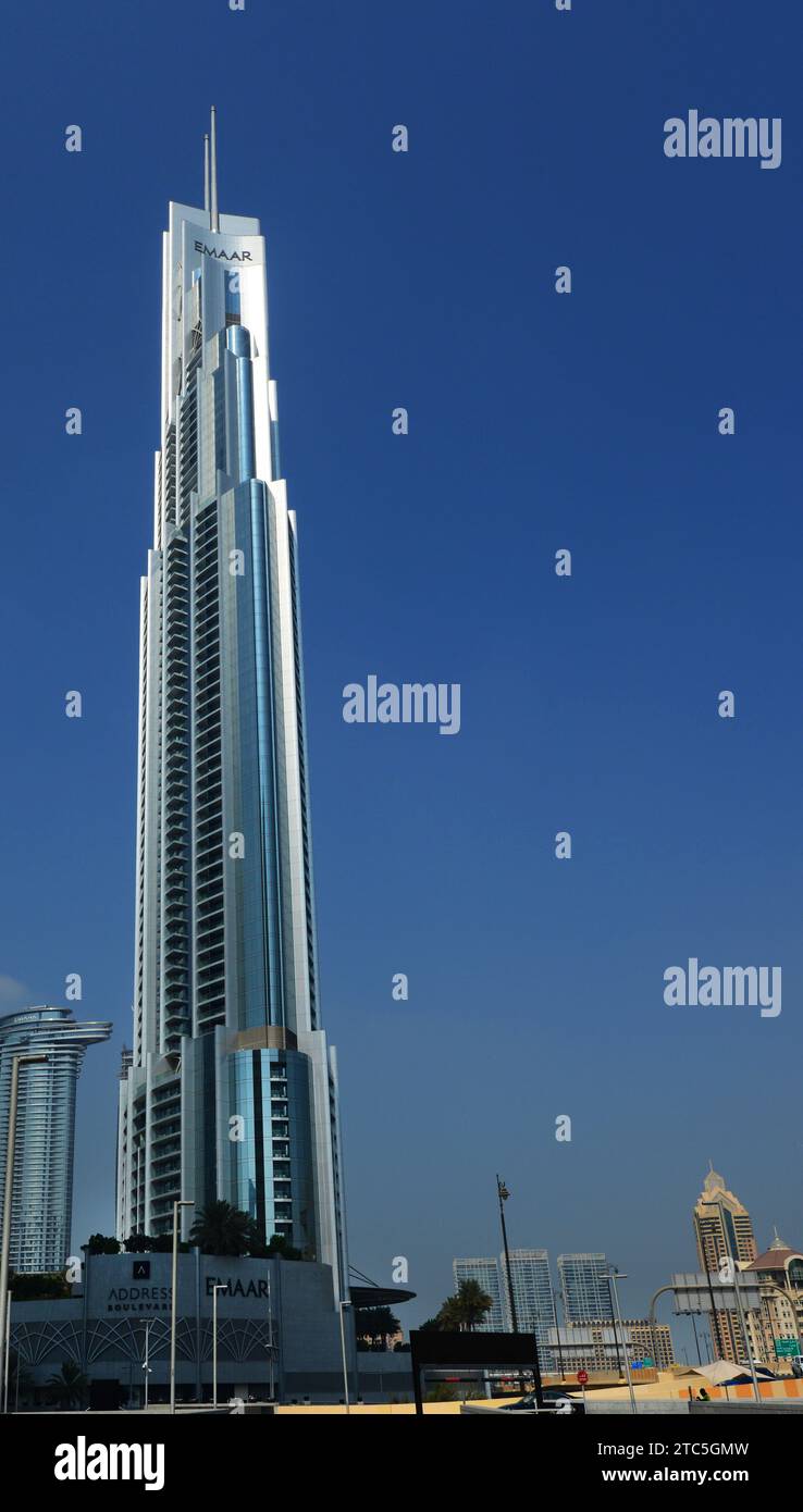 Der Emaar Address Boulevard Tower in Dubai, VAE. Stockfoto