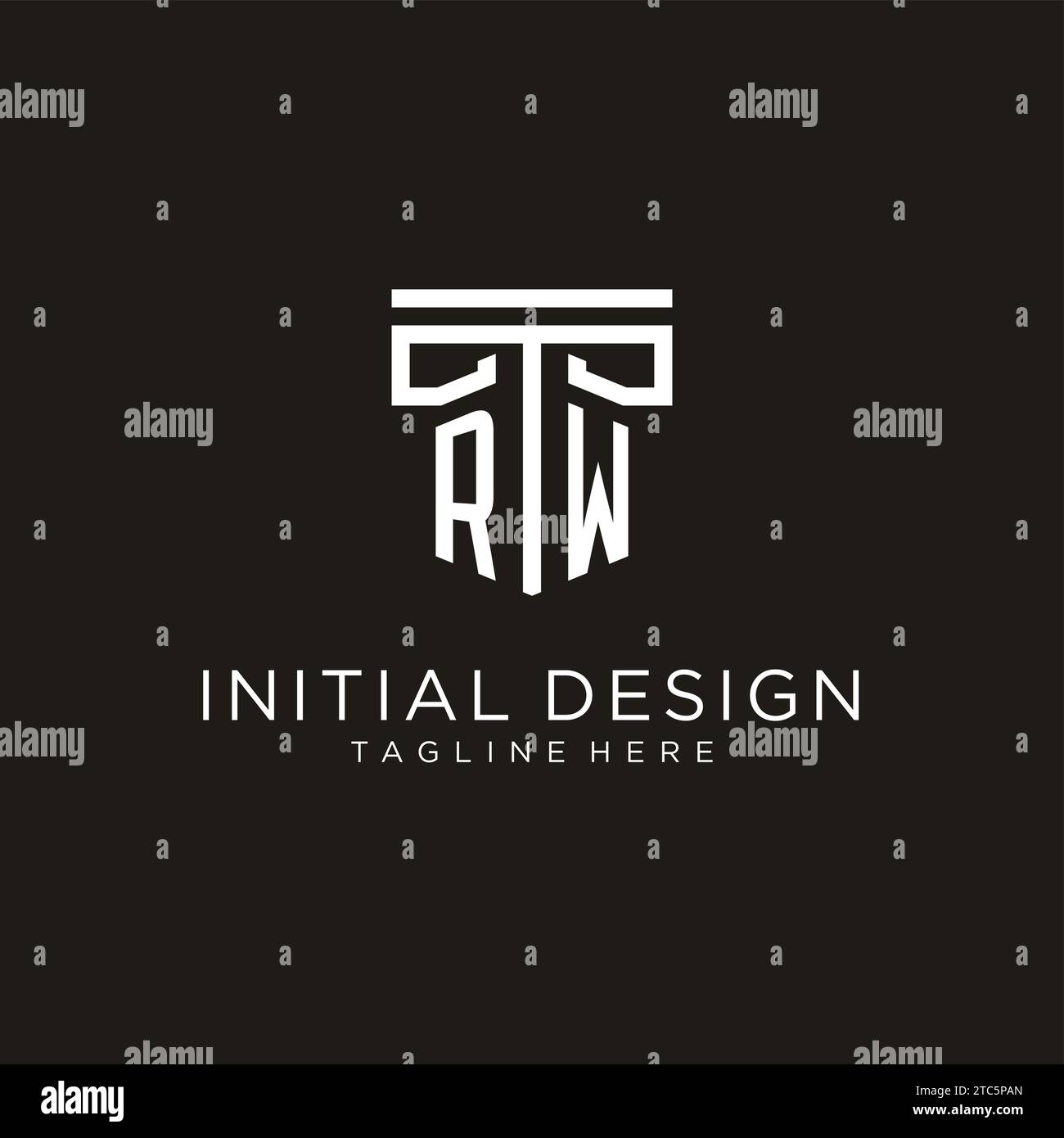 RW Initial-Logo mit geometrischem Säulendesign, kreativem, modernem Logo der Anwaltskanzlei Stock Vektor