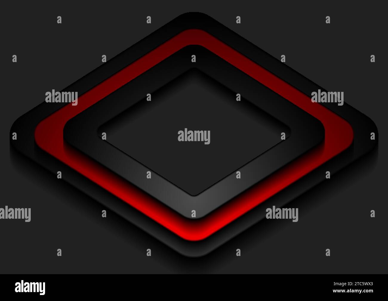 Rote und schwarze Rauten abstrakter geometrischer Hintergrund. Vektordesign Stock Vektor