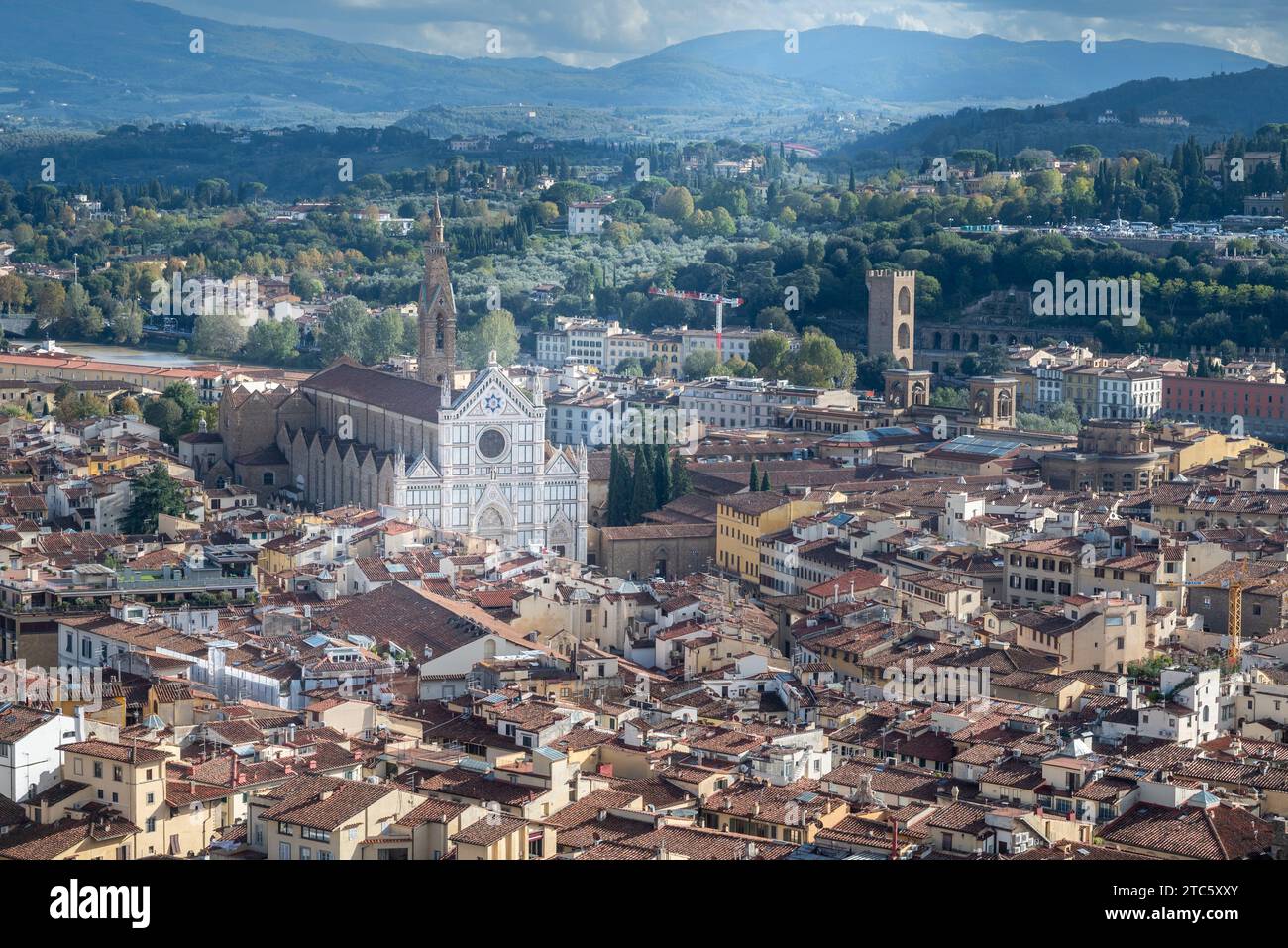 Devine Light auf Santa Croce, Florenz, Italien Stockfoto