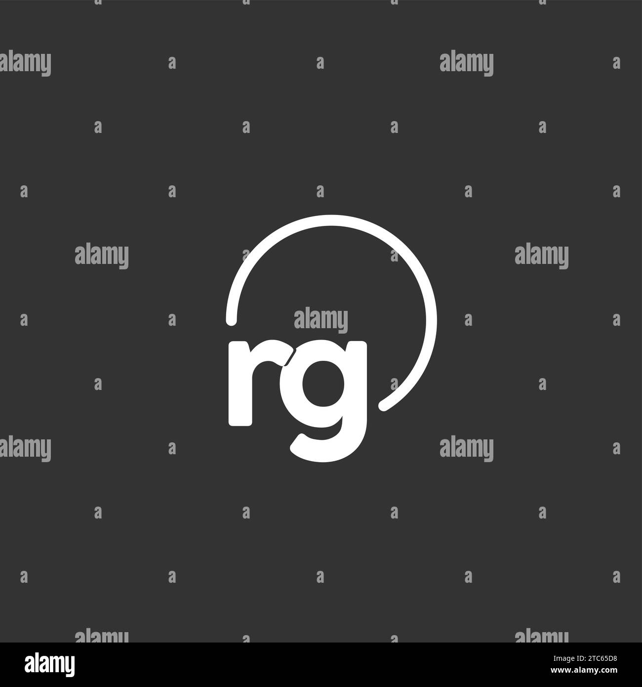 RG Initial Logo mit abgerundeter Kreisvektorgrafik Stock Vektor