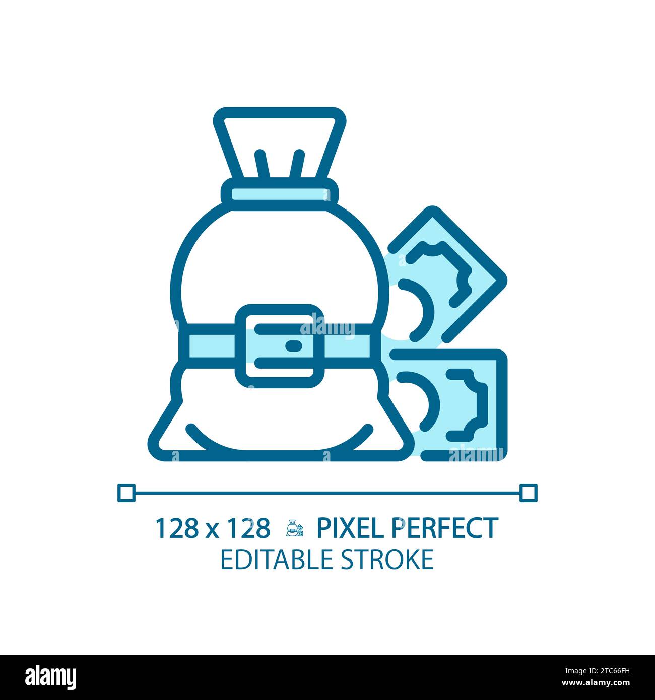 2D dünne Pixel perfekt blau Symbol für enge Budgets Stock Vektor