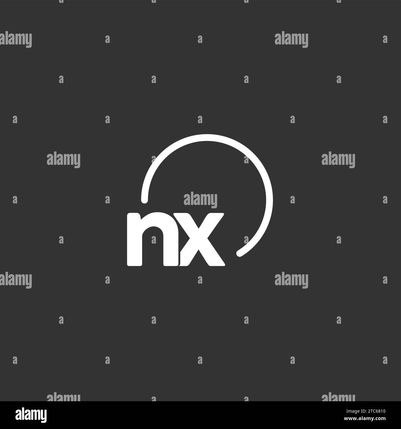 NX Initial Logo mit abgerundeter Kreisvektorgrafik Stock Vektor