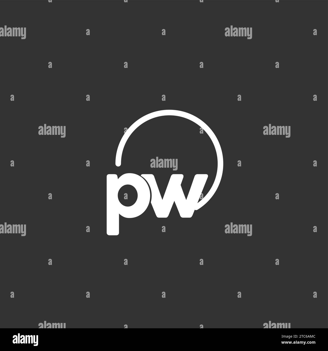 PW-Anfangslogo mit abgerundeter kreisförmiger Vektorgrafik Stock Vektor