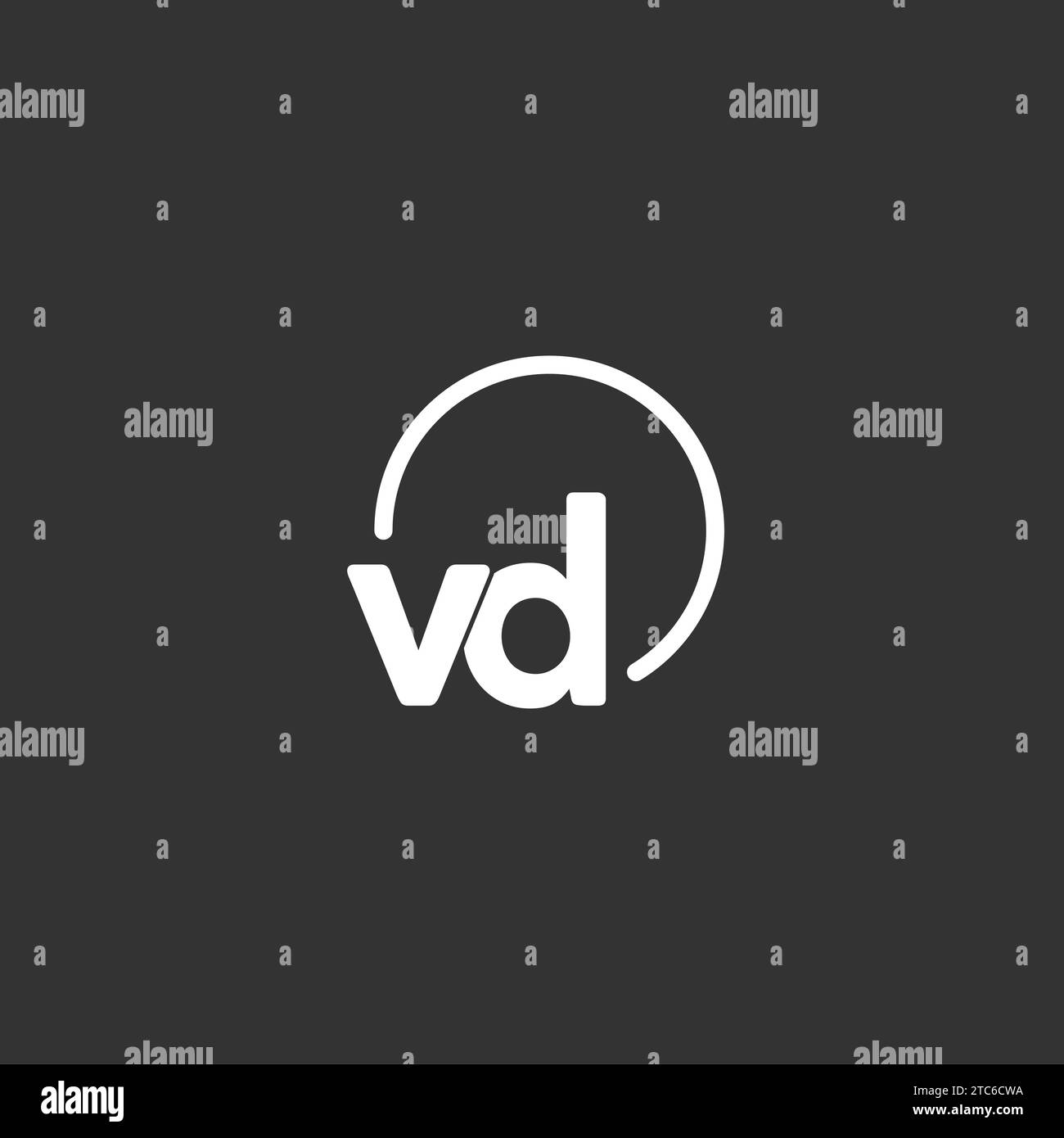 VD-Anfangslogo mit abgerundeter kreisförmiger Vektorgrafik Stock Vektor