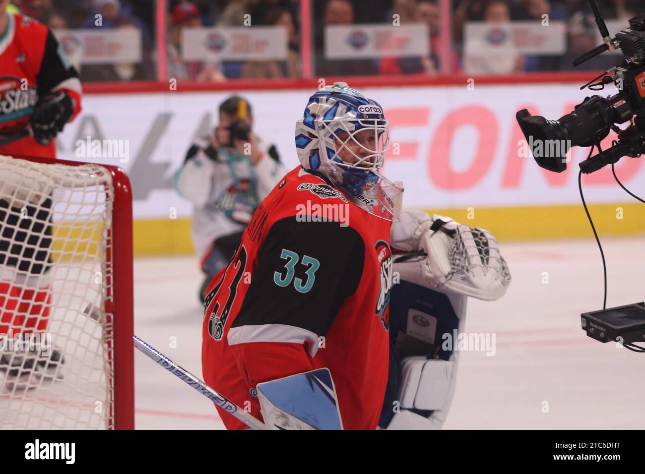 Anton Krasotkin (33), Hockeyspieler bei den Wettbewerben beim Kontinental Hockey League All-Star Game 2023 am zweiten Wettkampftag in der SKA Arena in St. Petersburg, Russland. (Foto: Maksim Konstantinov / SOPA Images/SIPA USA) Stockfoto