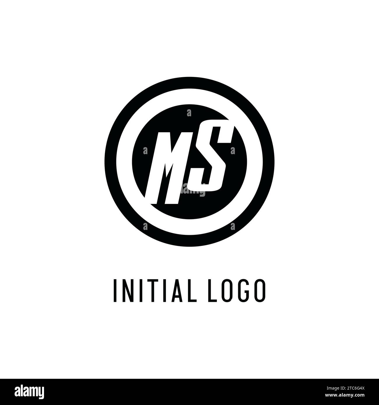 Anfängliche konzentrische Kreislinie des MS-Logos, klare und einfache Vektorgrafik im Monogramm-Logo-Stil Stock Vektor