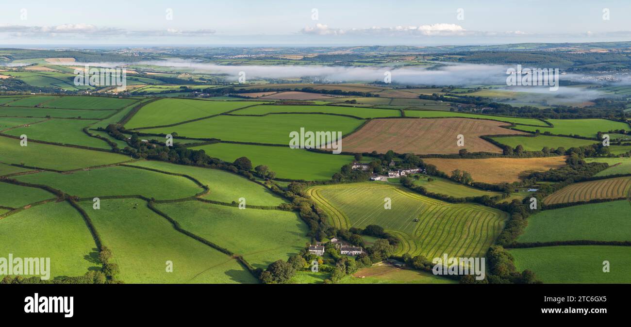 Flickenteppich in der Nähe von Bodmin in Cornwall, England. Sommer (August) 2023. Stockfoto