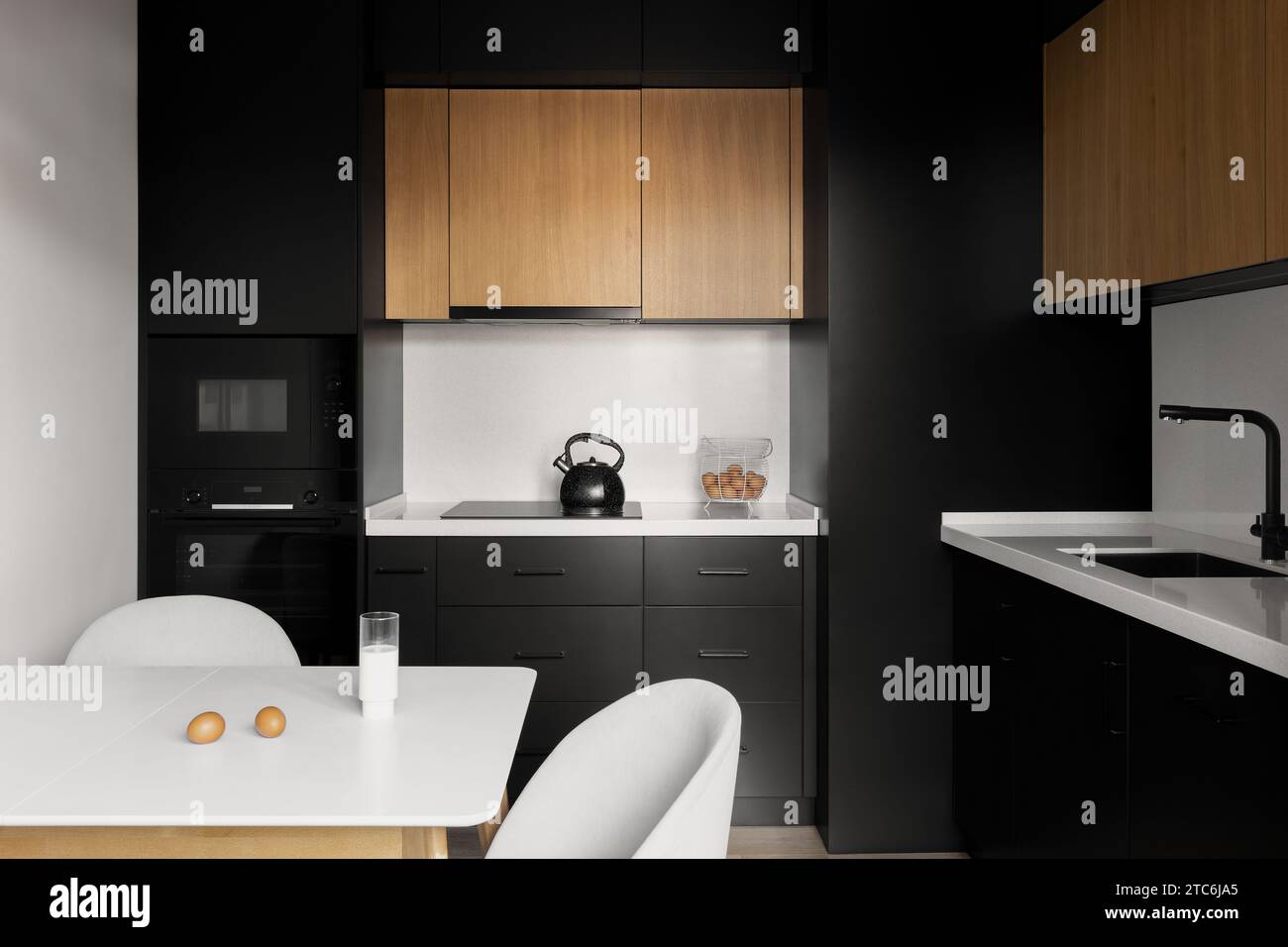 Moderne Küchenflächen zum Kochen Stockfoto