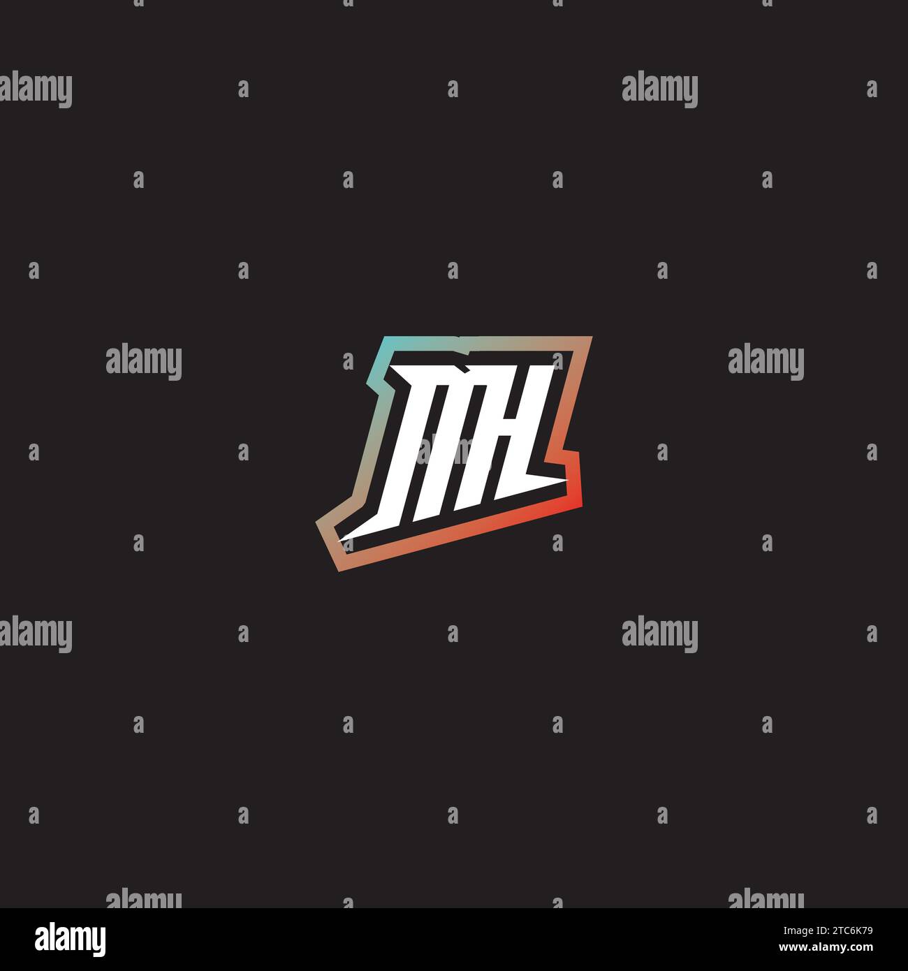 Das coole Logo von MH sorgt für originelle und coole Farbverläufe Stock Vektor