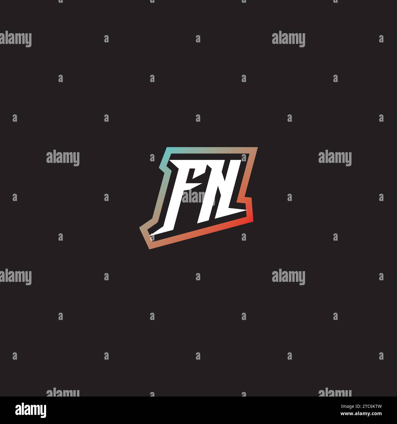 Die Kombination aus FN-Buchstaben und coolem Logo zeigt die ersten und coolen Ideen für Farbabstufungen Stock Vektor