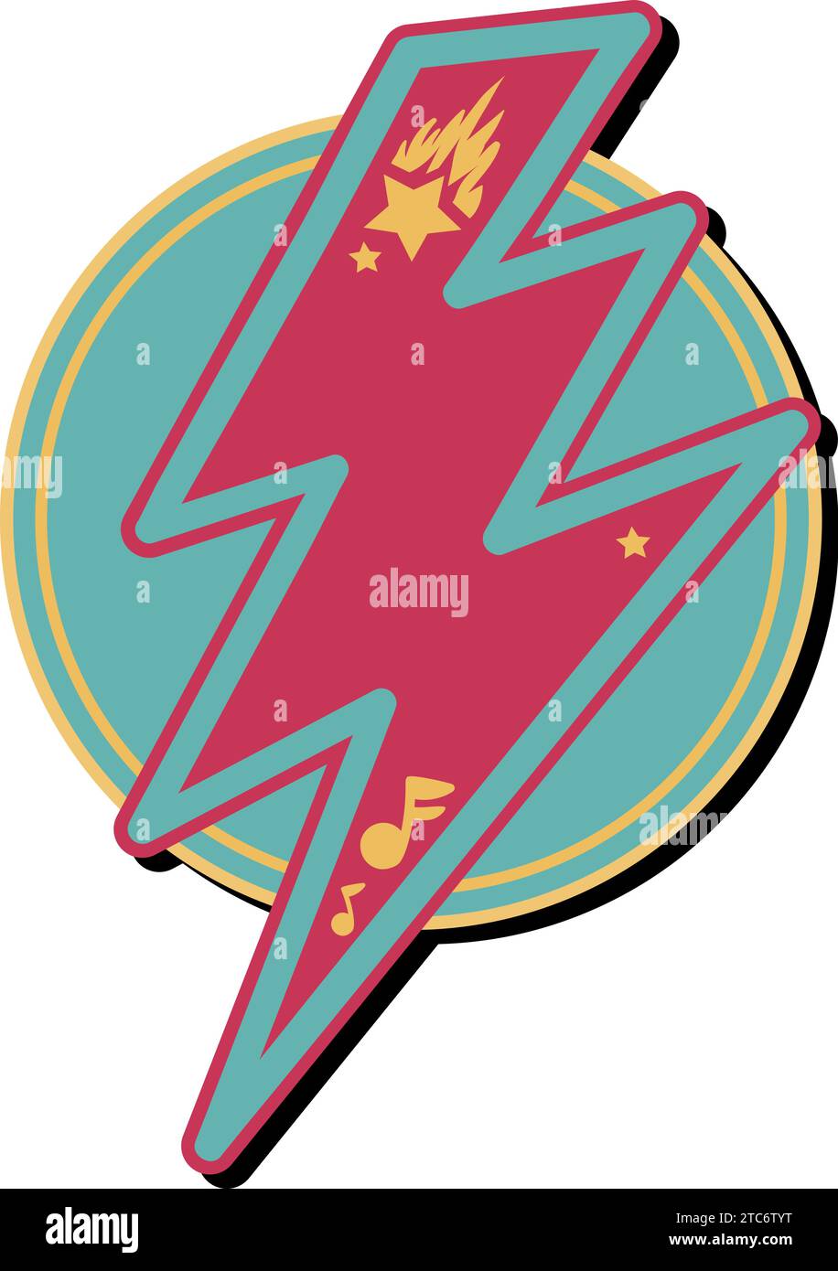 Farbiges Logo-Emblem für elektrische Blitzentladung. Badge-Vorlage für Slogan und Markenbezeichnung vor rundem Hintergrund. Moderner Vektor isoliert auf Wi Stock Vektor