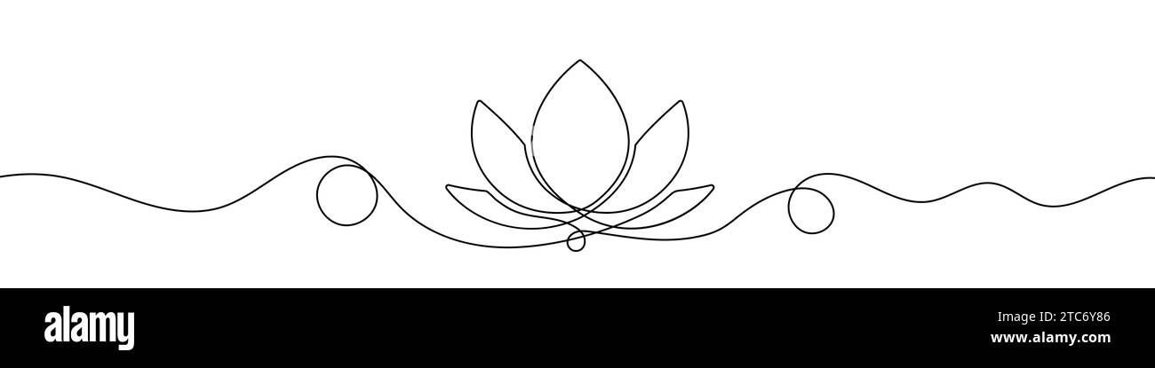 Kontinuierliche Linienzeichnung der Lotusblüte. Hintergrund einer Zeichnung mit einer Linie. Vektorabbildung. Lotusblüte durchgehende Linie. Stock Vektor