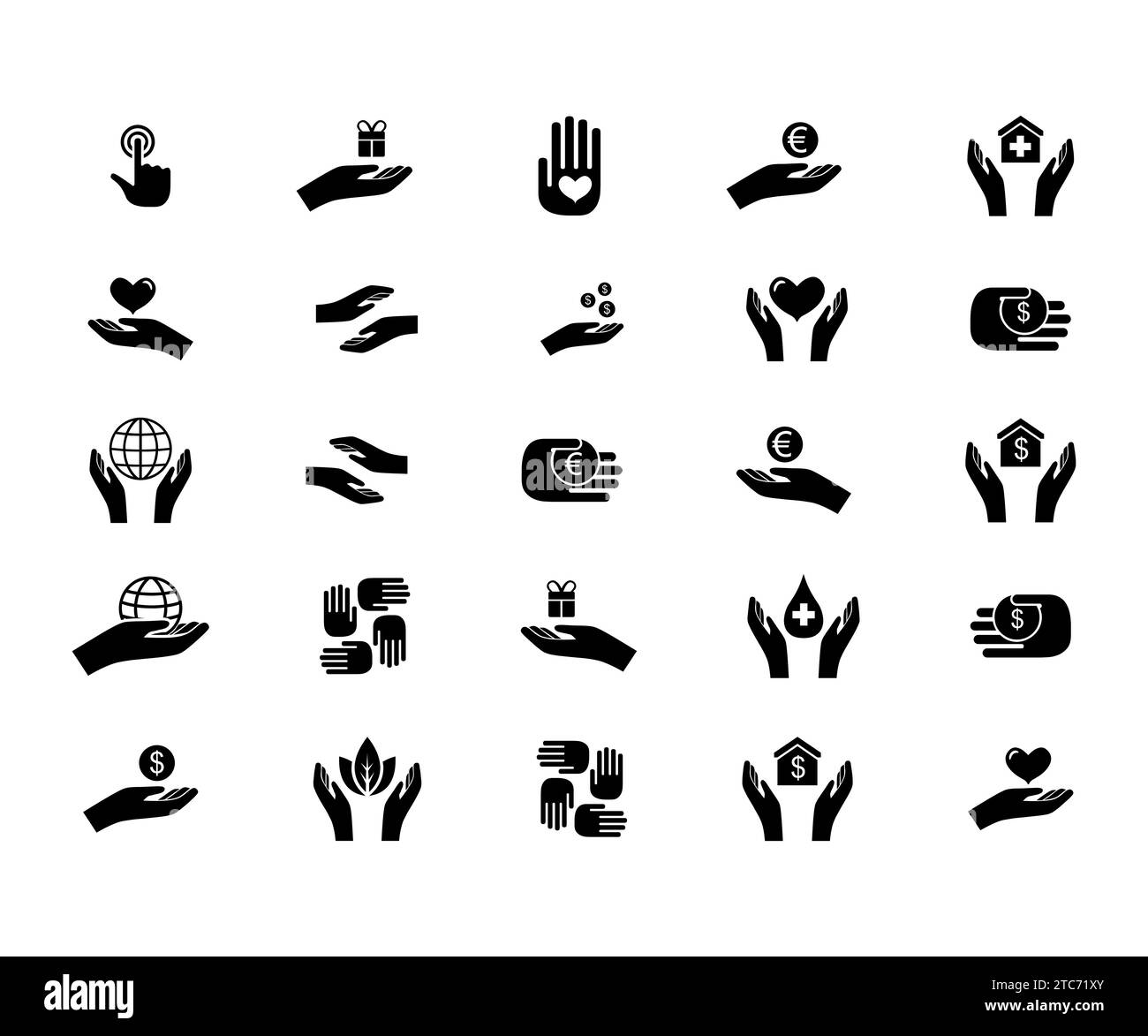 Handsymbole Set, Hand Silhouetten Vektor Illustration. Stock Vektor