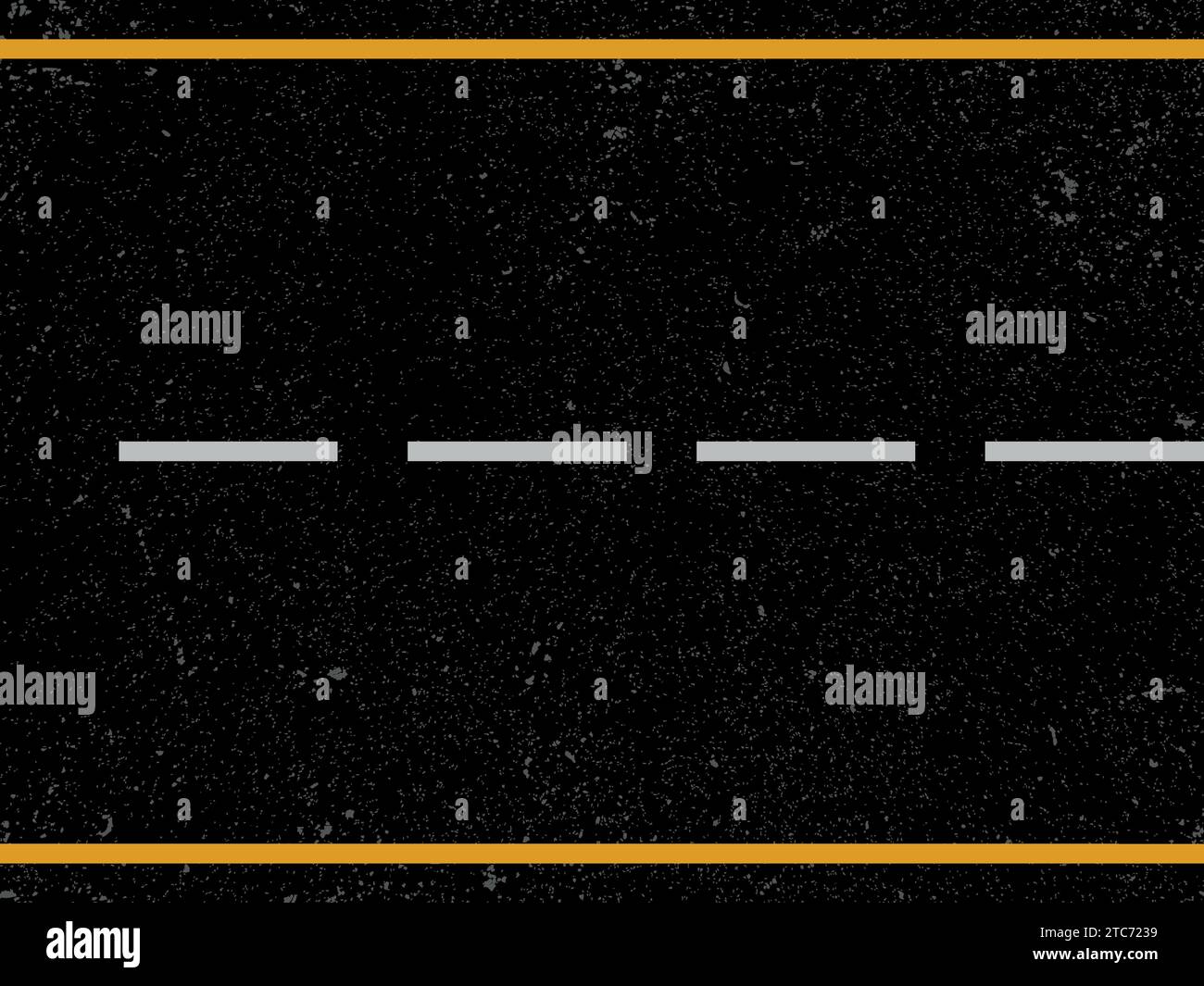 Asphaltstraße Textur mit Straßenmarkierung, gepflasterte Straße mit Trennstreifen Vektor Illustration. Stock Vektor