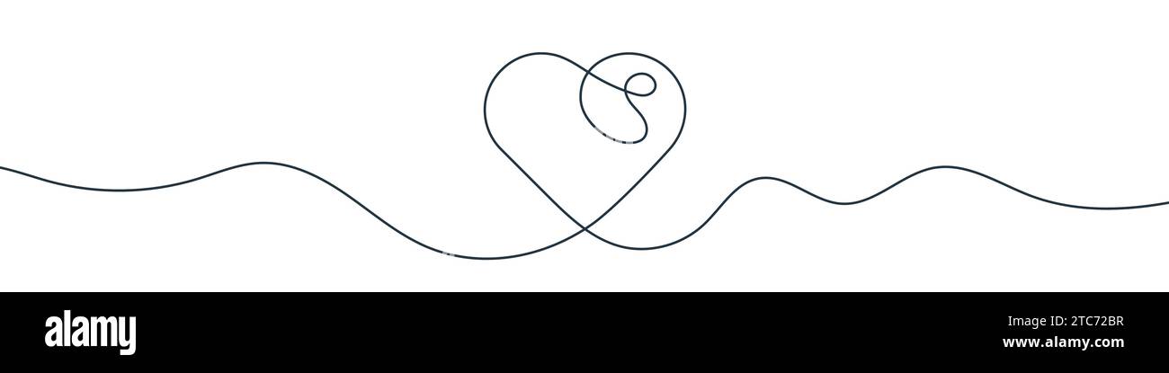 Kontinuierliche Linienzeichnung des Herzens. Hintergrund einer Zeichnung mit einer Linie. Vektorabbildung. Einzeiliges Liebessymbol. Stock Vektor