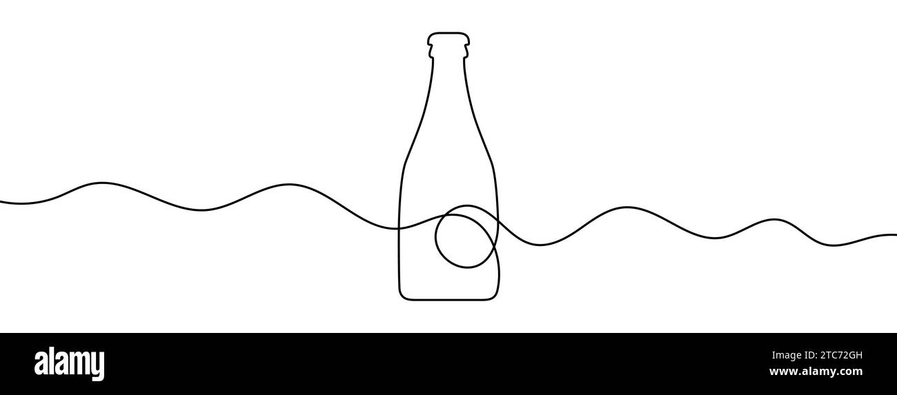 Durchgehende Linienzeichnung der Flasche. Hintergrund einer Zeichnung mit einer Linie. Vektorabbildung. Symbol für einzeilige Flasche. Stock Vektor