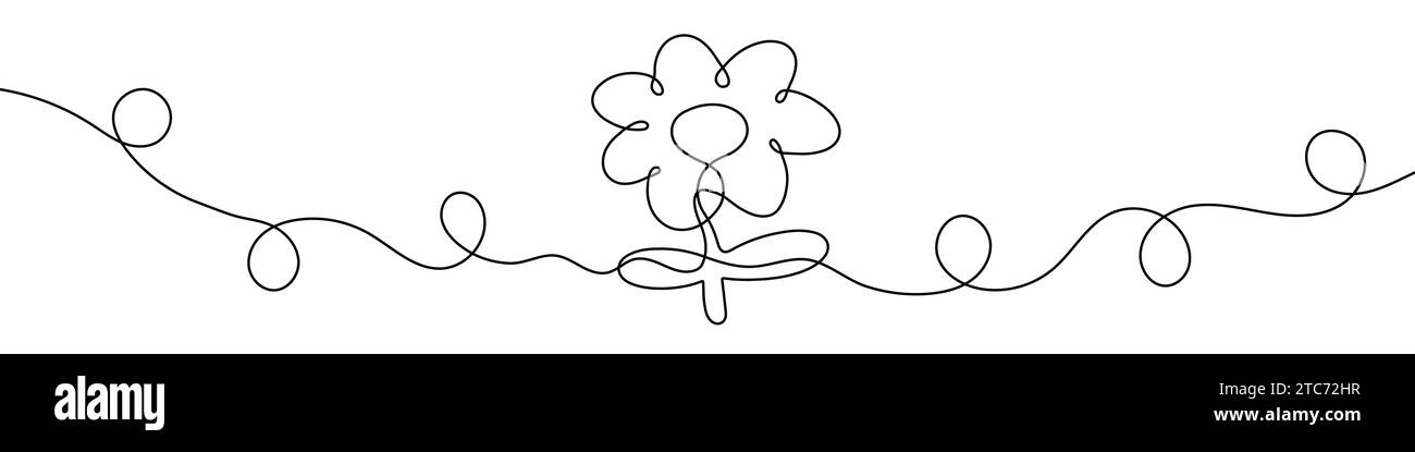 Durchgehende Linienzeichnung der Blume. Hintergrund einer Zeichnung mit einer Linie. Vektorabbildung. Einzeiliges Pflanzensymbol. Stock Vektor