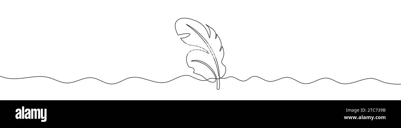 Durchgehende Linienzeichnung der Federn. Hintergrund einer Zeichnung mit einer Linie. Vektorabbildung. Symbol für durchgehende Linie der Federn. Stock Vektor