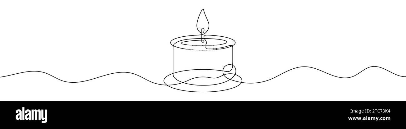 Durchgehende Linienzeichnung der Kerze. Hintergrund einer Zeichnung mit einer Linie. Vektorabbildung. Einzeiliges Kerzensymbol. Stock Vektor