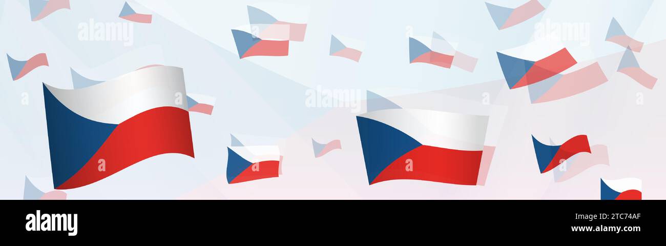 Abstraktes Design auf einem Banner mit Flaggenmotiv der Tschechischen Republik. Abstraktes Hintergrunddesign mit Nationalflaggen. Vektorabbildung. Stock Vektor