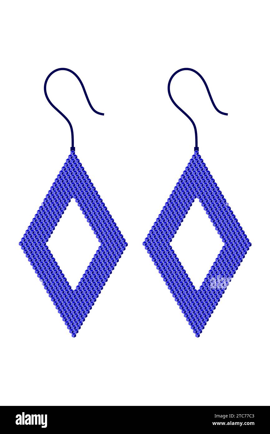 Zwei blaue Ohrringe mit Loch, Rautenform Stock Vektor