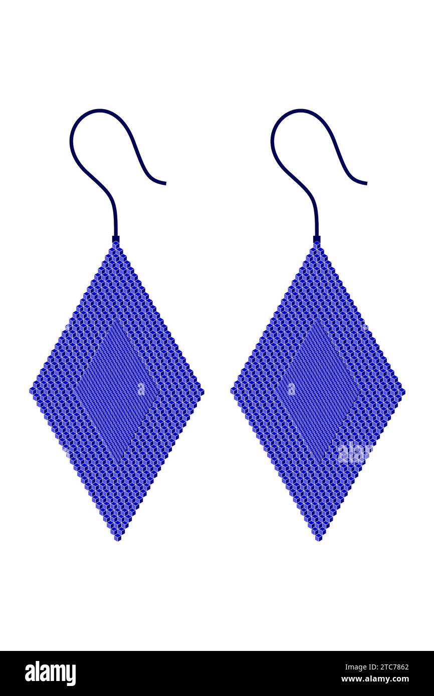Zwei blaue Ohrringe, Form einer Raute Stock Vektor