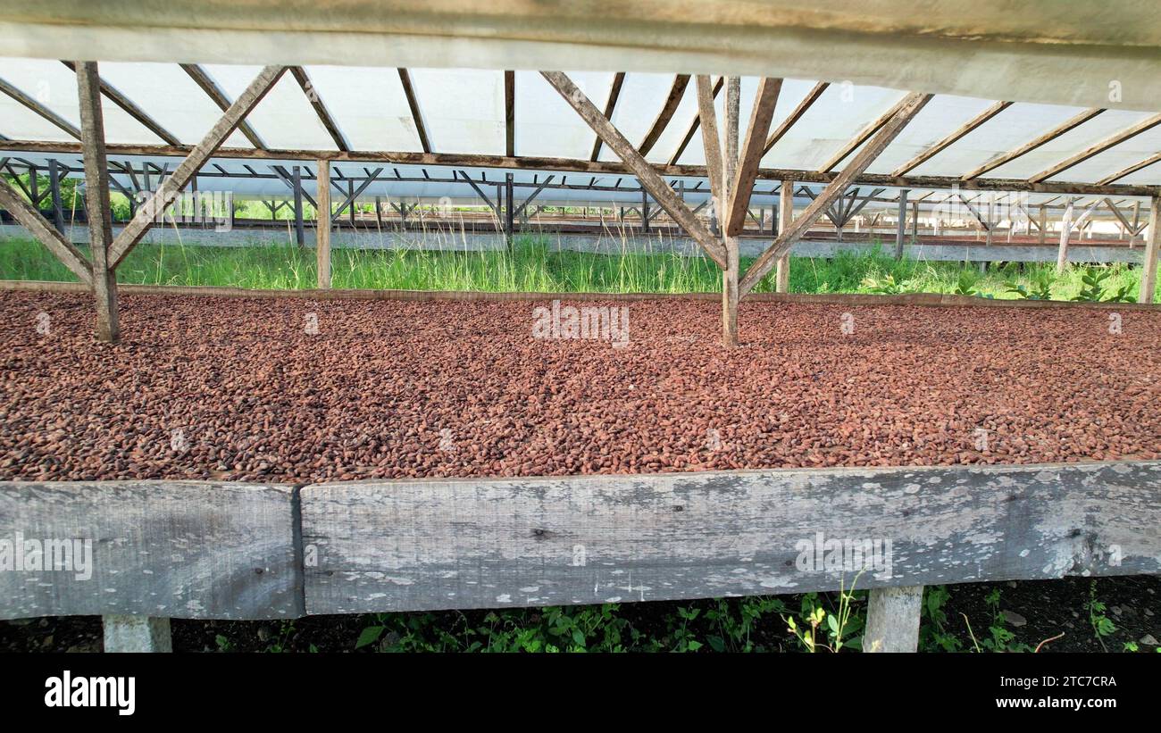 Bild eines Kakaotrockners in Sao Tome e Principe, Afrika Stockfoto