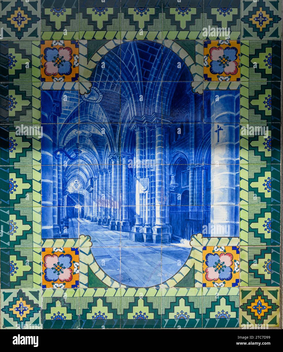 Azulejo-Tafeln am Bahnhof in Evora, Alentejo, Portugal Stockfoto