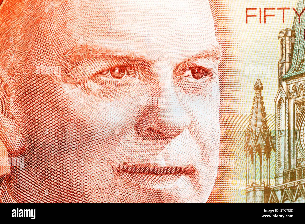 William Lyon Mackenzie King ein Nahaufnahme-Porträt aus kanadischem Geld - Dollar Stockfoto