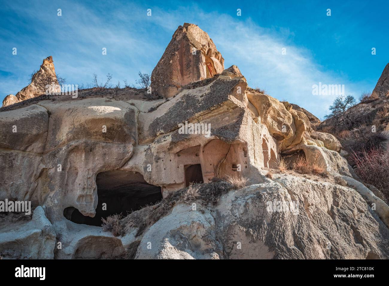 Das Freilichtmuseum Goreme ist eine der beliebtesten Sehenswürdigkeiten und historischen Stätten Kappadokiens. Nevsehir, Türkei. Stockfoto