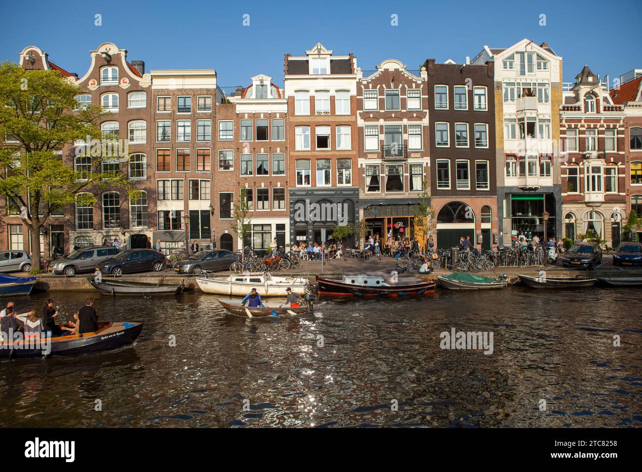 Häuser auf der Prinsengracht, Amsterdam, Niederlande Stockfoto