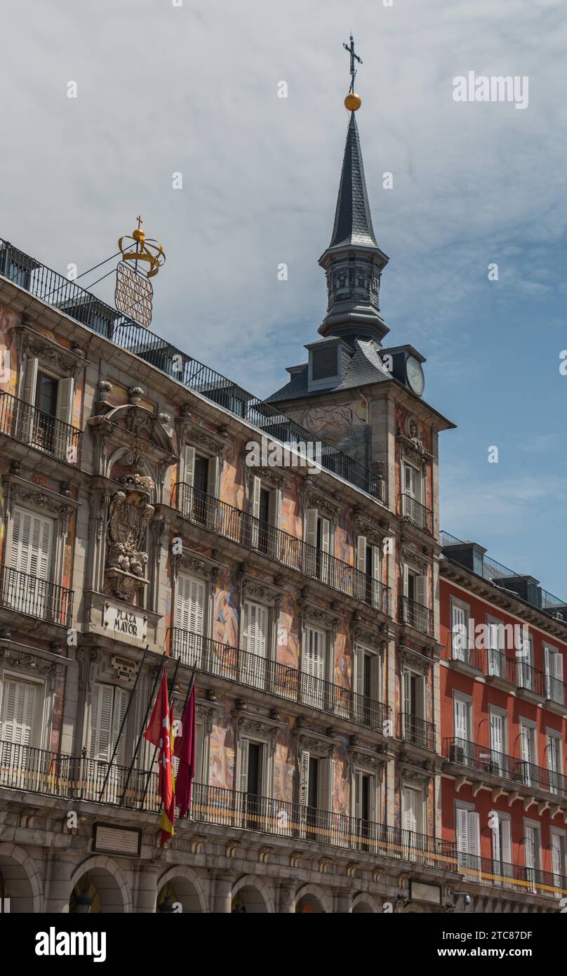 Ein Bild der Hauptfassade des Plaza Mayor (Madrid) Stockfoto