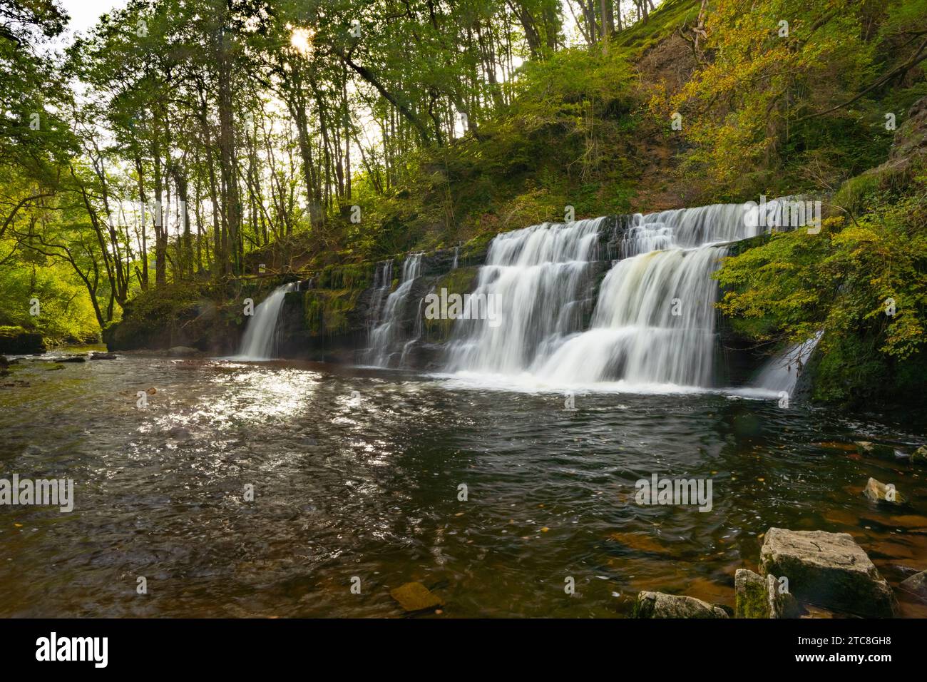 Die vier Wasserfälle gehen - Brecon Beacons, sgwd y Pannwr Stockfoto