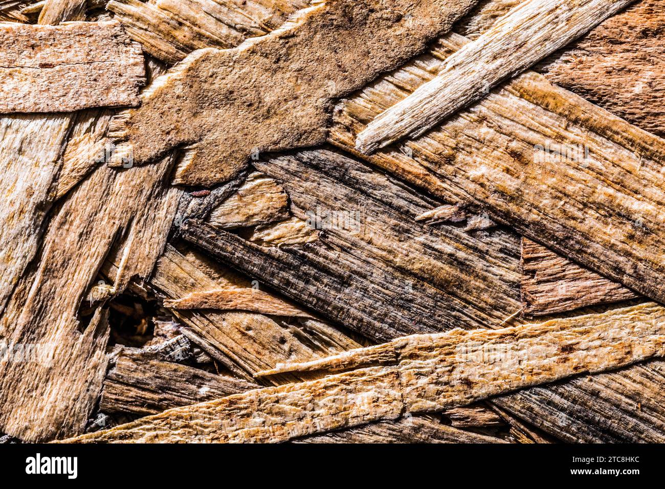 Komprimiertes OSB-Material aus der Nahansicht Stockfoto