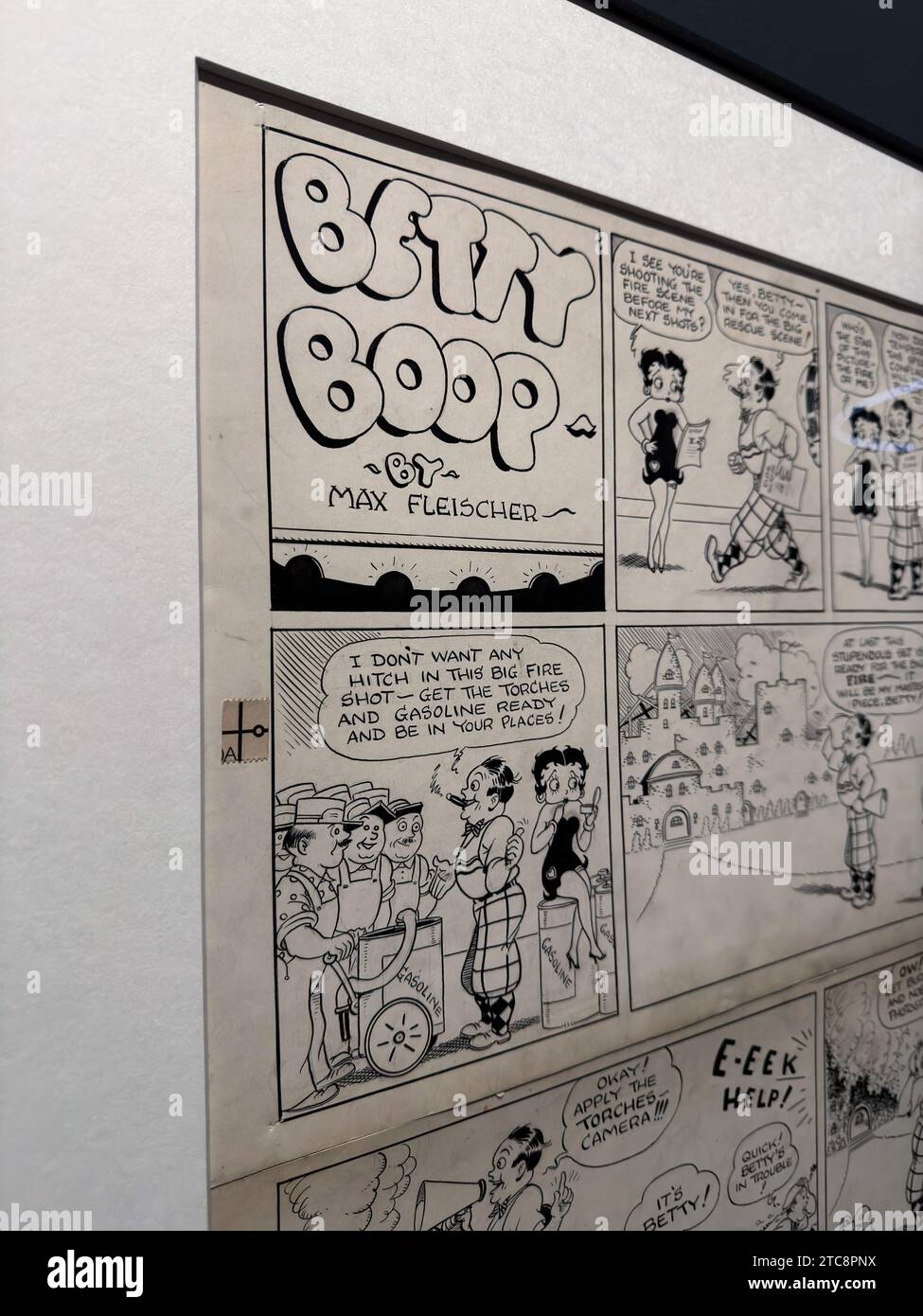 Betty Boop von Bud Counihan. Die Ausstellung „Comic, Dreams and History“ im CaixaForum bietet eine Führung durch einige der besten Comics der Geschichte und taucht mich auf Stockfoto