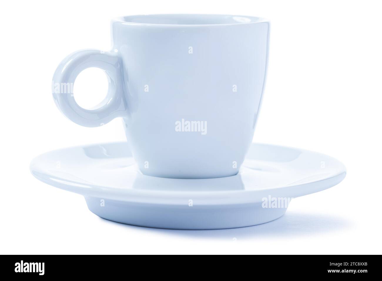 Isolierte Espresso-Tasse mit rundem Griff Stockfoto