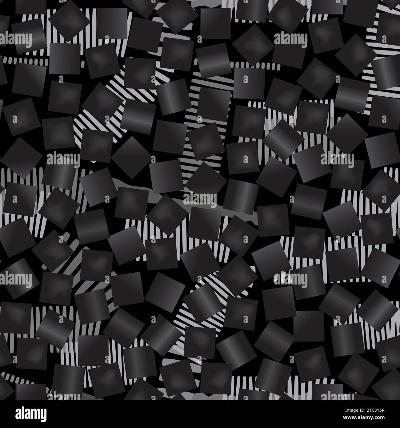 Abstraktes modernes Schwarzweißmuster. Abstrakte, trendige Textur. Drucken Sie mit geometrischen Formen und gestreiften Linien. Künstlerische stilvolle Vektorvorlage für nahtlose Stock Vektor