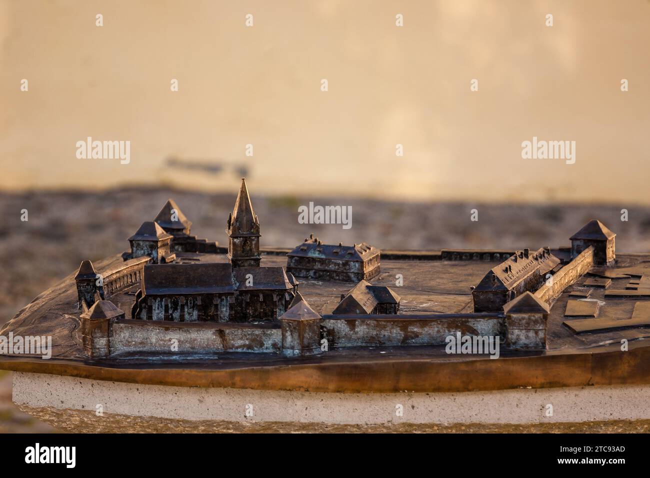 Foto eines 3D-Miniaturmodells der mittelalterlichen Festung Marosvasarhely. Stockfoto