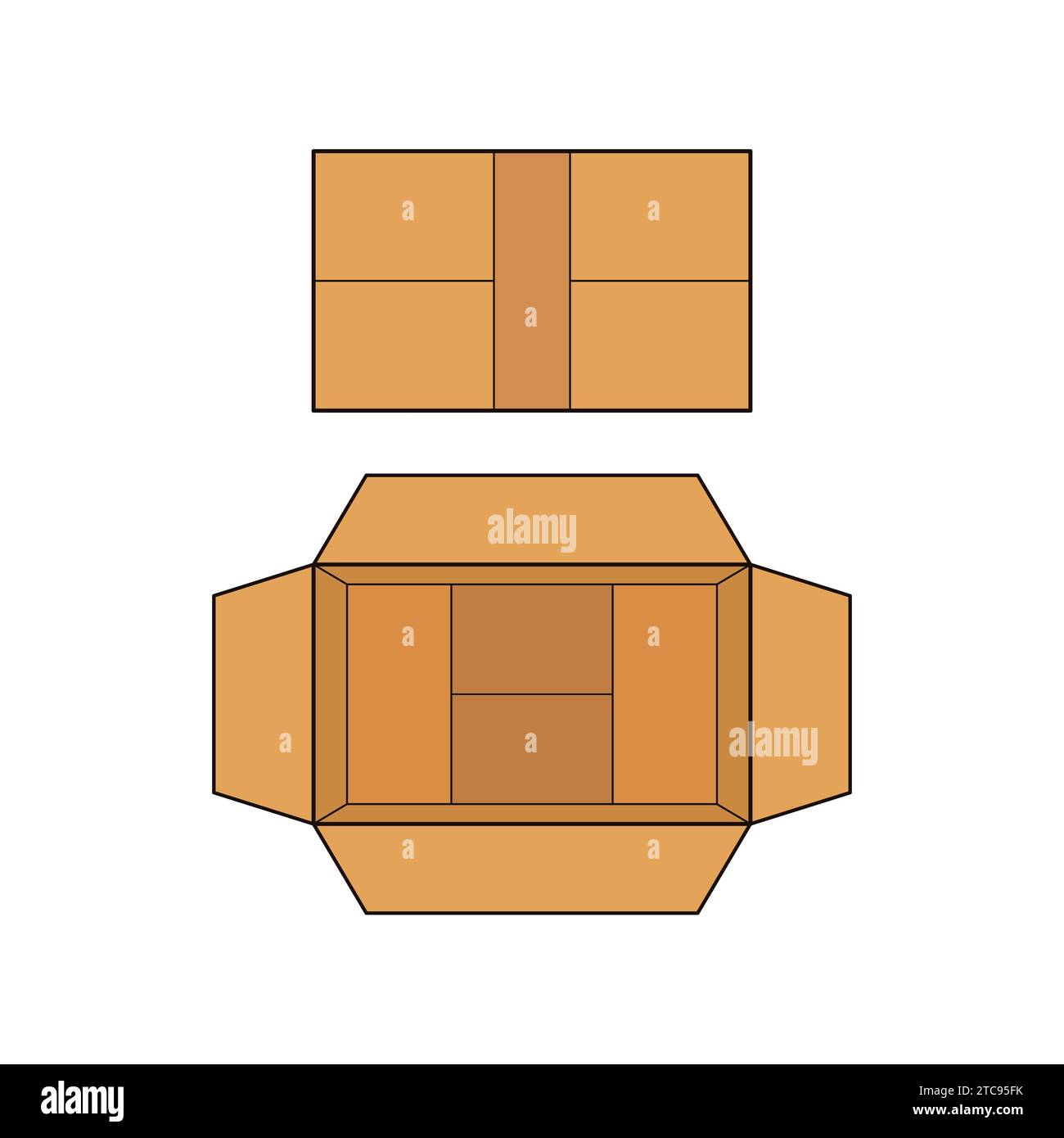 Pappkarton geschlossen und geöffnet Vektor-Illustration Symbol Paket bestellen Stock Vektor