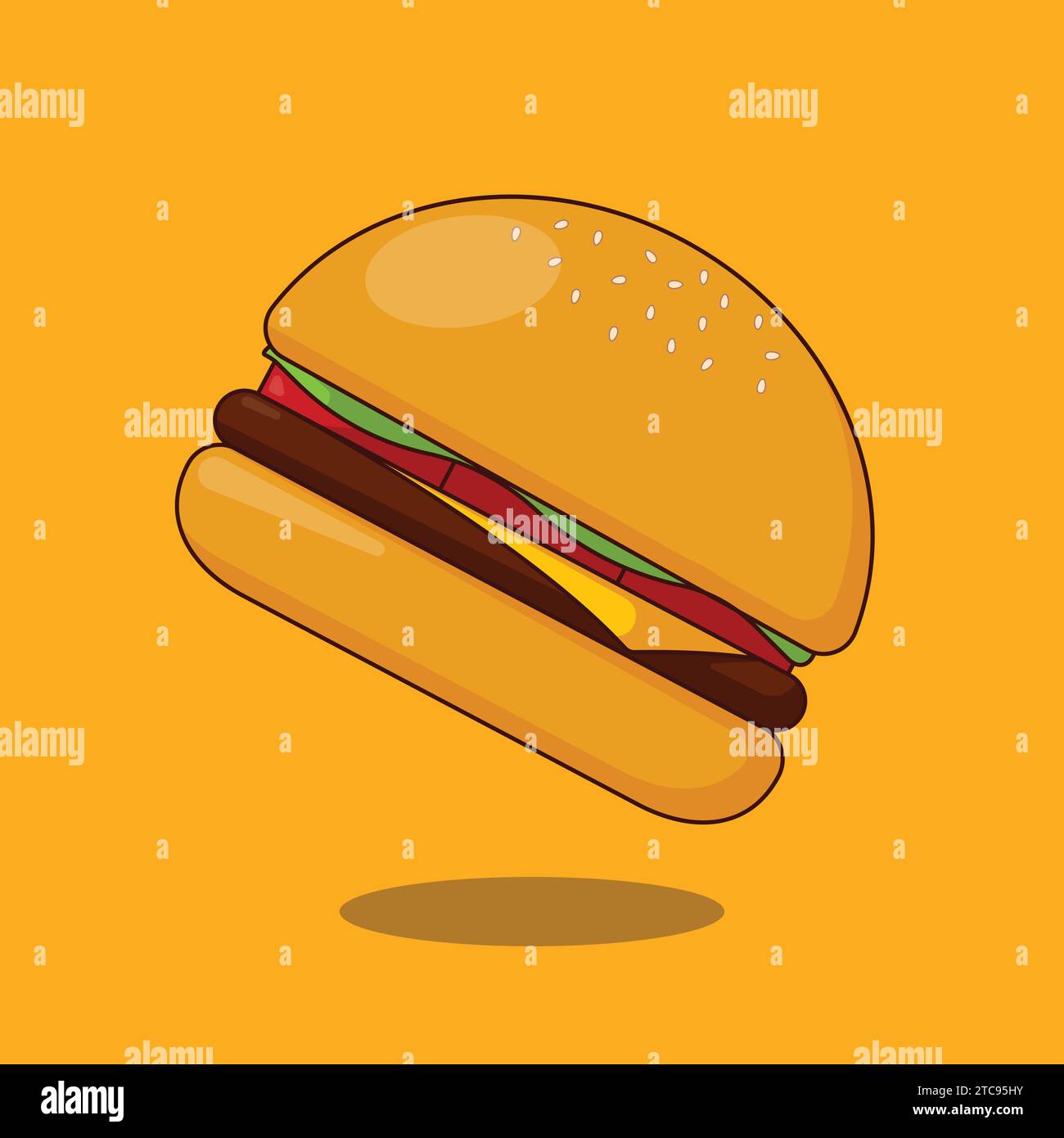 Flat Ham Burger Illustration Vektor-Symbol Stock Vektor