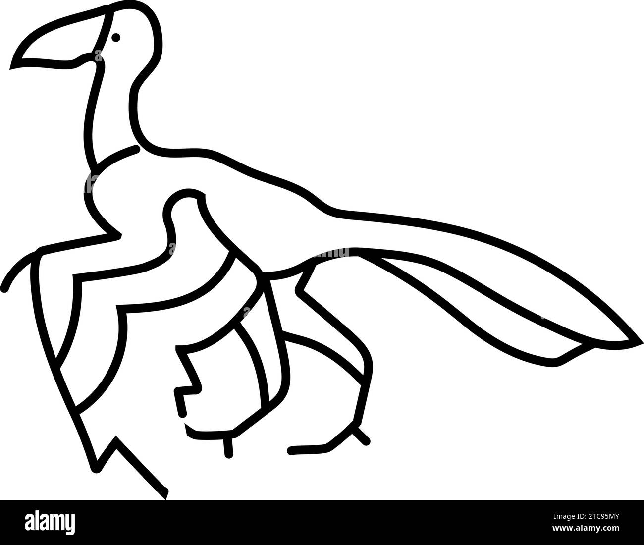 archaeopteryx Dinosaurier Tierlinien-Symbol Vektordarstellung Stock Vektor