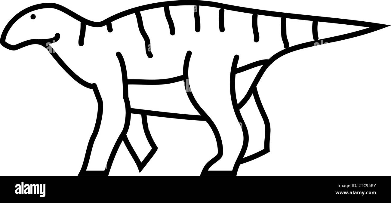 iguanodon-Dinosaurier-Tierlinien-Symbol-Vektordarstellung Stock Vektor