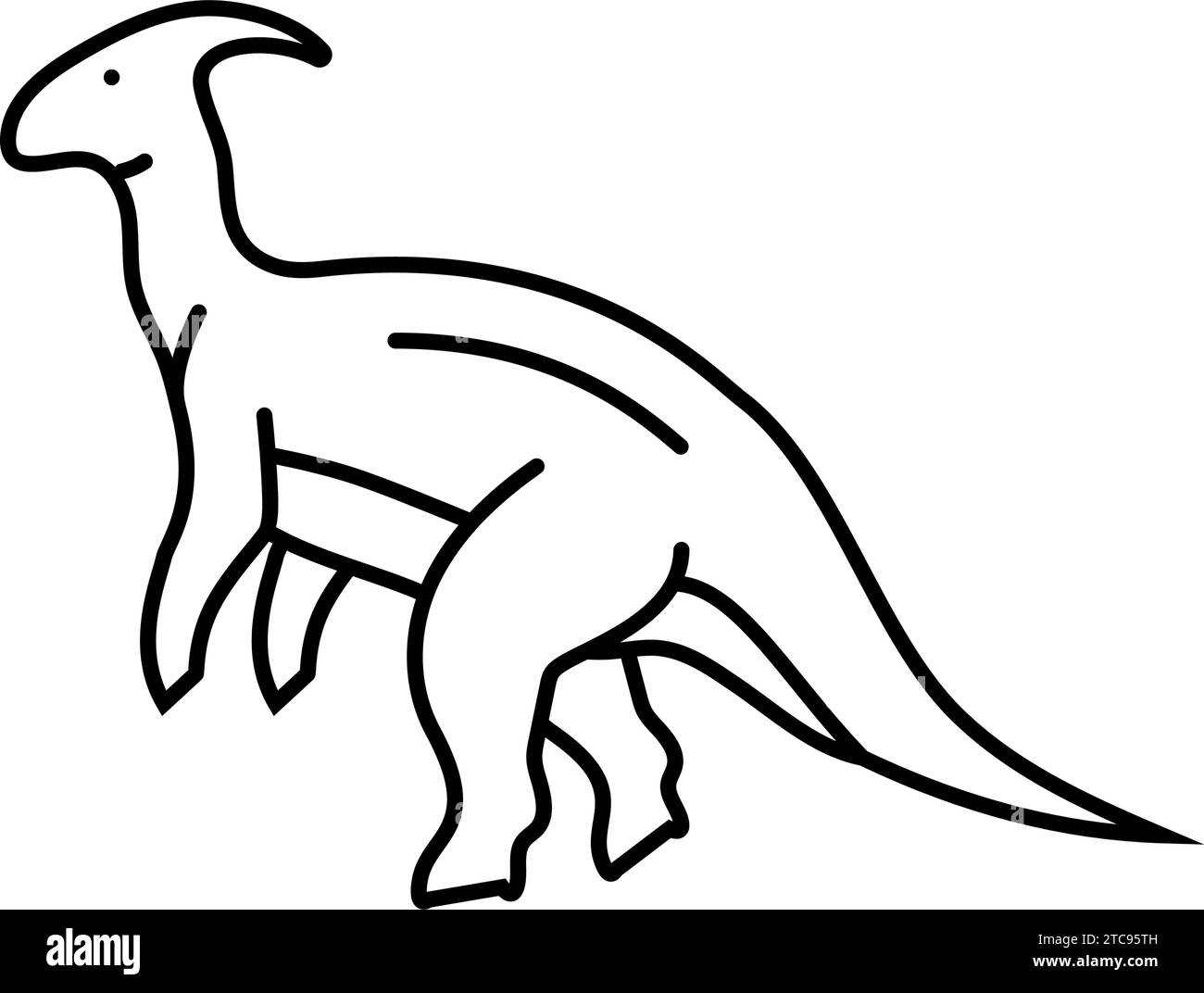 parasaurolophus dinosaurier Tierlinien-Symboldarstellung Stock Vektor