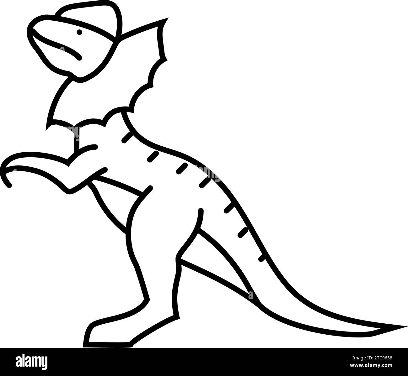 dilophosaurus dinosaurier Tierlinien-Symbol Vektordarstellung Stock Vektor