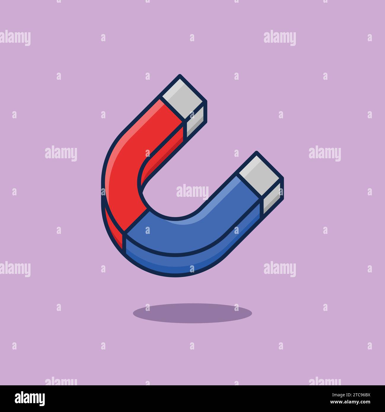 Magnet-Illustration Vektor-Symbol mit roten und blauen Polen Stock Vektor