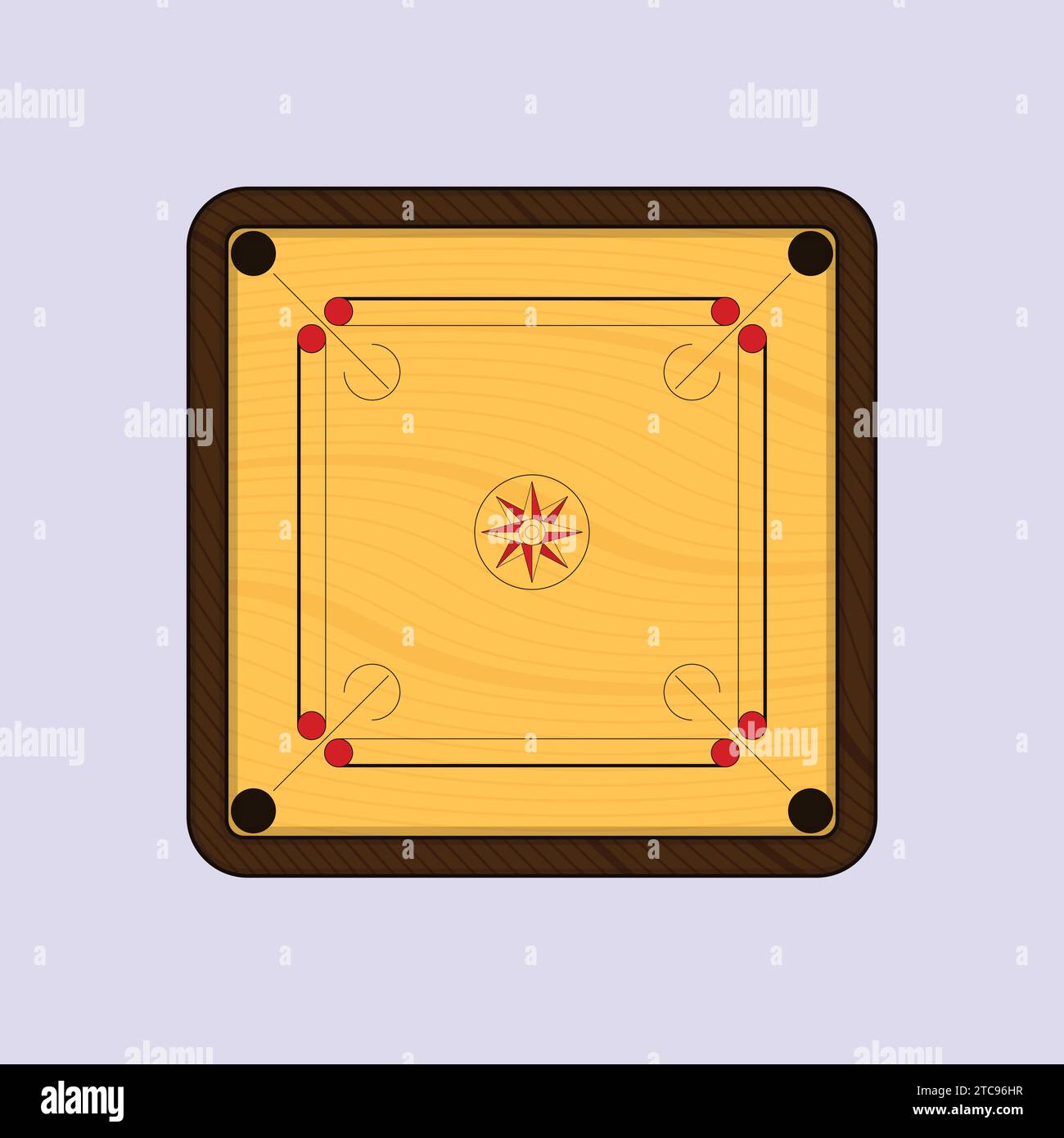 Hölzerne Carrom Brett Spiel Vektor Illustration Carrom Spiel Vektor Stock Vektor